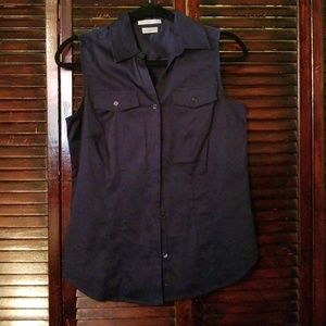 Sleeveless blouse navy blue